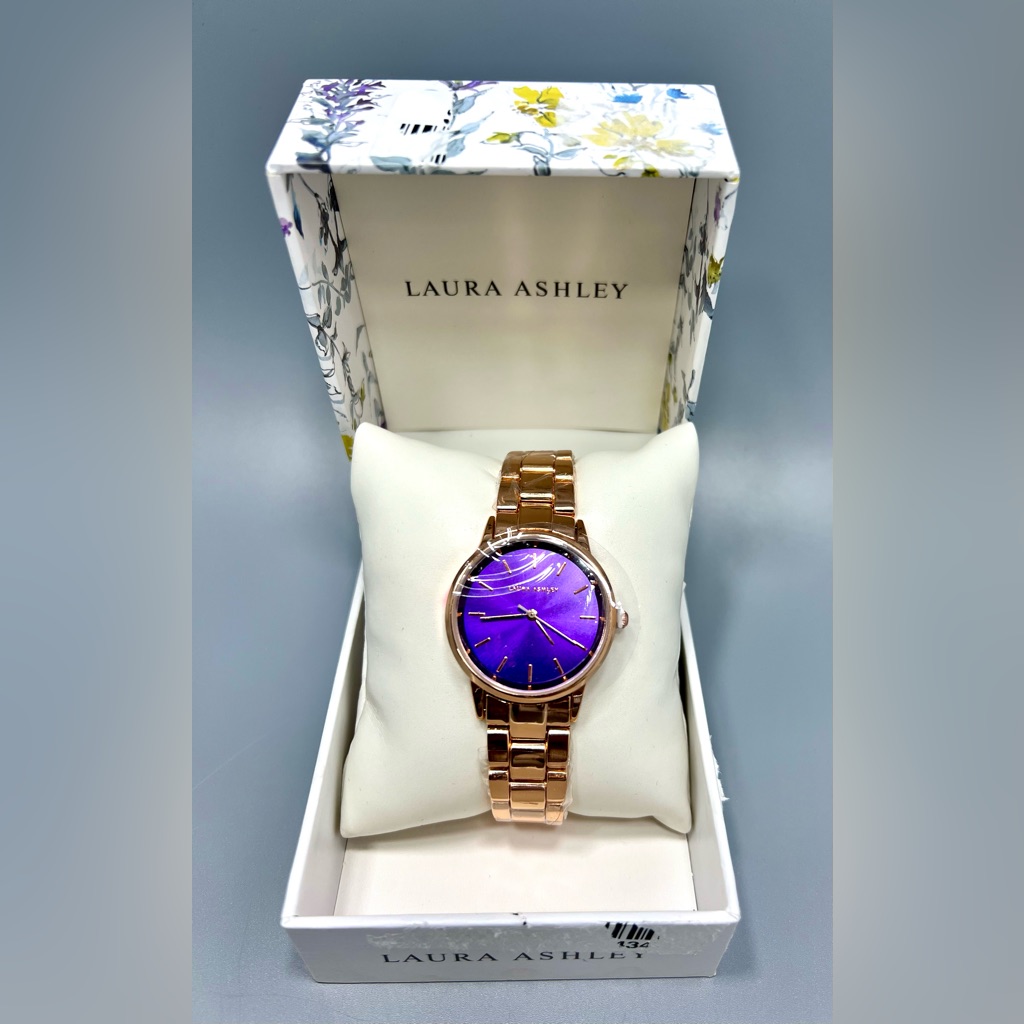 Laura Ashley Ladies Purple Sunburst Dial Quartz Watch Nwt